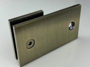 Fixed Bracket - 180 Degree Glass to Wall Square Shape - Antique Brass